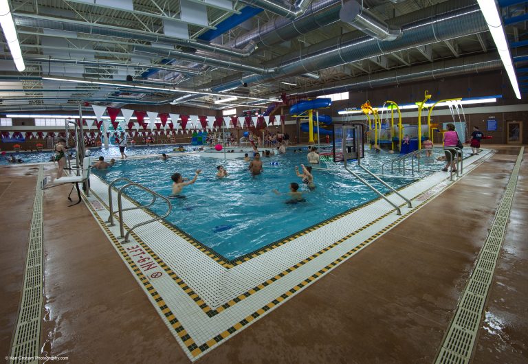 Children playing in indoor pool