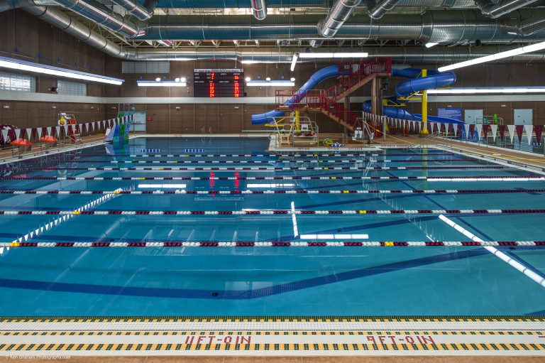 Water slides and indoor pool