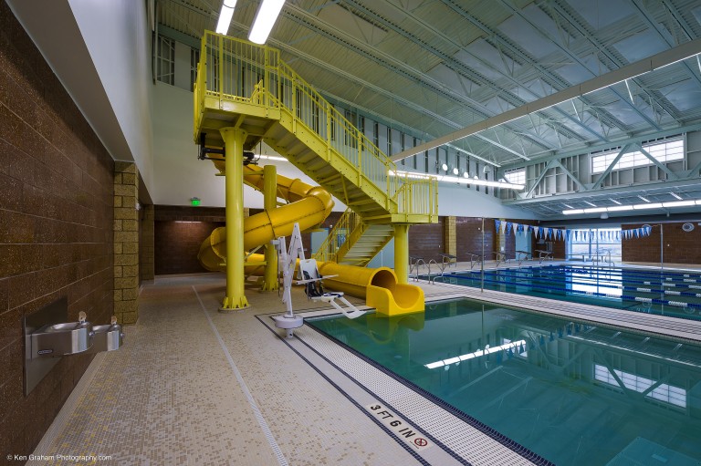 Indoor slide and pool